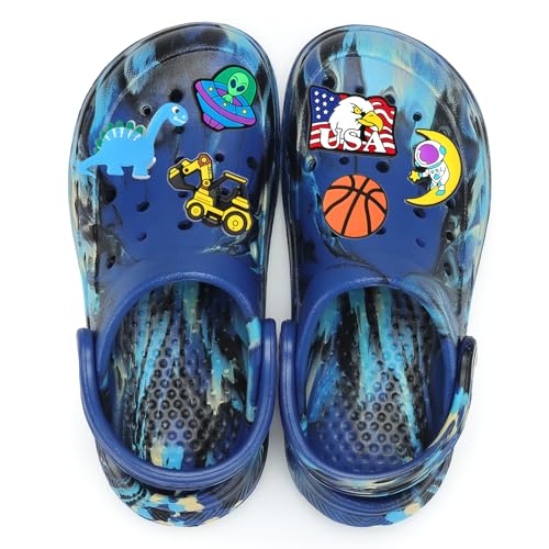 Image of Kids Tie Dye Garden Clogs for Boys Girls | Lightweight Slip-On Water Shoes with Arch Support