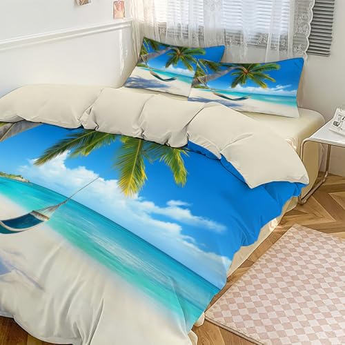 Housse de couette 140x200cm microfibre facile à laver parure lit plage fermeture éclair - 4