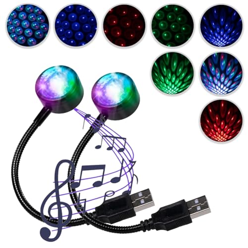 Star Projector Night Light, Portable USB LED Ambient Light - 4 Colors & 9 Modes Atmosphere Star Lights for Car Decor, Ceiling, Bedroom, Party (2PCS)