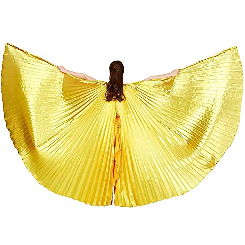 Leemiman Alas de baile egipcias para mujer, alas de danza del vientre con varillas (dorado) Cover