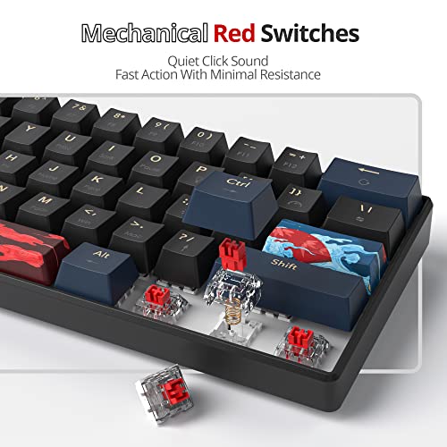 Image of 60 Percent Gaming Keyboard Mechanical with Linear Red Switch, 60% Wired Ultra-Compact Mini Keyboard Rainbow with PBT Keycaps for Ps4 /Ps5 /Xbox(61 Blue)
