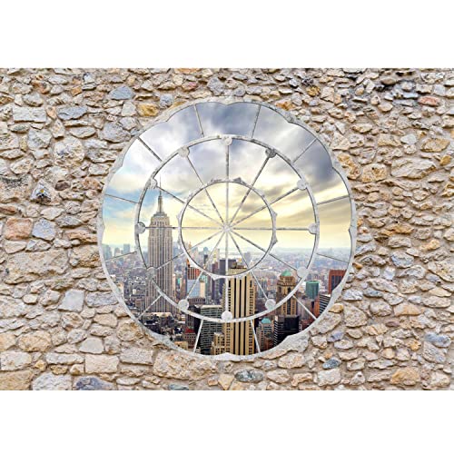 Runa Art Fototapete Fenster New York Modern Vlies Wohnzimmer Schlafzimmer Flur - made in Germany - Braun Beige 9056010a