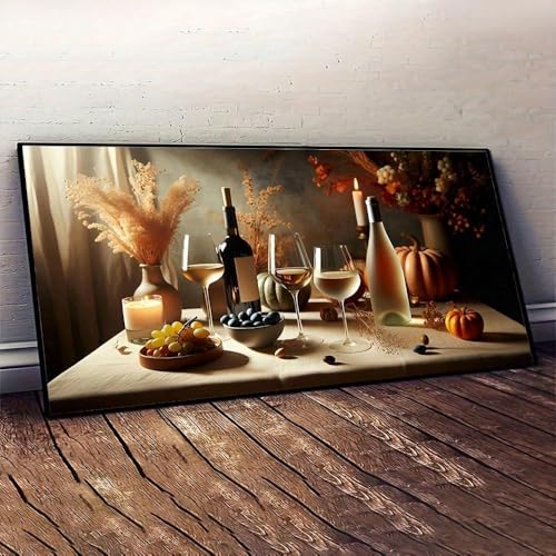 Tableau abstrait champagne vin affiche toile 90x180cm décoration murale cuisine