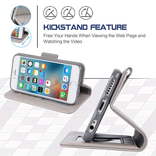 Arae Case For Iphone 6S / Iphone 6, Premium Pu Leather Wallet Case [Wrist Strap] Flip Folio [Kickstand Feature] With Id&Credit Card Pockets For Iphone 6S / 6 4.7 Inch (Light Grey) #TOP4