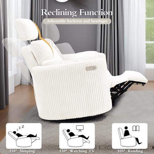 Sillón reclinable eléctrico giratorio blanco miniatura 4