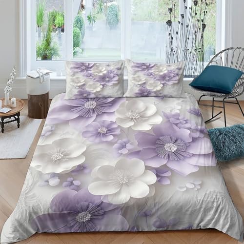 Housse de couette violette 140x200 en microfibre pour lit simple - 4