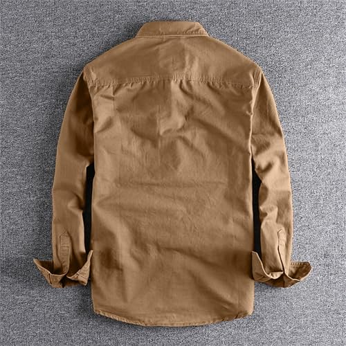 Men's Vintage Distressed Denim Shirts Cotton Casual Lightweight Trucker Jean Jacket Long Sleeve Button-Down Shirt2