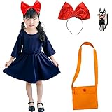 [Angenster] ハロウィン 魔女の宅急便 コスプレ 魔女 コスチューム キキ 仮装 子供用 4点セット 女の子 童心にあふれる 二次元 変身 萌え 可愛い パーティー 舞台用 人気 記念写真 撮影 文化祭 学園祭 クリスマス イベント (S)