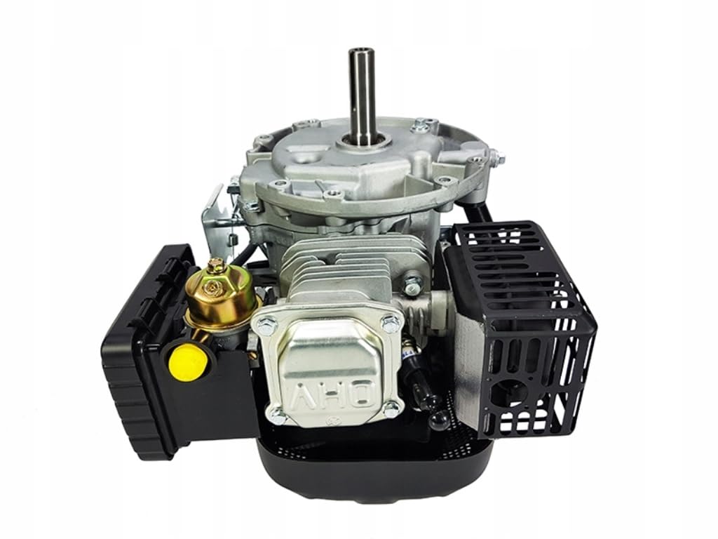 Silnik wylotowy 139 cm3 4,5 KM 2,5 kW | maksymalna prędkość obrotowa 3600 RPM, prędkość obrotowa na biegu jałowym 2200 RPM, pionowy wał Ø22,2 x 80 mm, do kosiarki do trawy