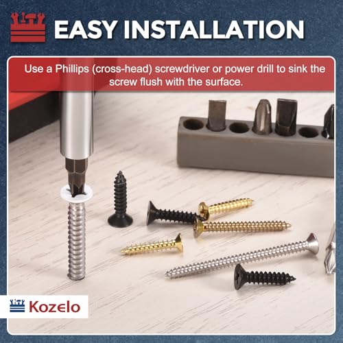 Juego de 40 tornillos para madera Phillips cabeza plana de latón #6x3/4 amarillo miniatura 5