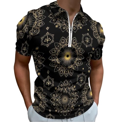 Men's Short Sleeve Solid Zipper Polo Tracksuit Men's Classic Regular-Fit Quick-Dry Golf Zipper Polo Shirt Tracksuit