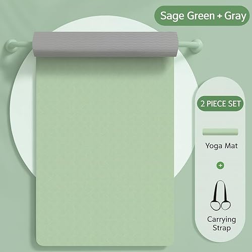 Miniatura 2 de Tapete de yoga TPE, ecológico, biodegradable de 0.236 pulgadas de grosor, antideslizante, para yoga, pilates, yoga caliente, fitness y ejercicio,