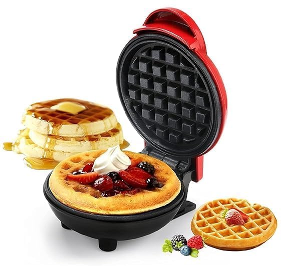 3 in 1 Mini Waffle Maker Machine, Electric Waffle Iron Home Kitchen Appliances Easy to Clean, Perfect for Breakfast, Dessert, Sandwich,Pan Cakes, Other Snacks | 350 Watts - 4 Inch