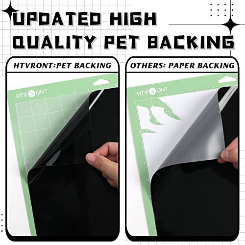 Image of HTVRONT Permanent Vinyl Roll with Transfer Tape, 12 inch x 14FT Black & White Adhesive Vinyl Compatible with Cricut Cutting Machine, Silhouette - 2 Rolls Easy to Weed & Transfer