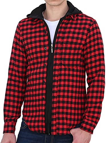 Chemise à capuche zippée carreaux hommes veste surchemise casual