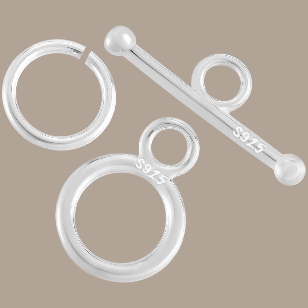 Beebeecraft 1 Box 2 Sets Toggle Clasps 925 Sterling Silver Necklace Toggle Clasp with Jump Ring for Jewelry Making - Image 6