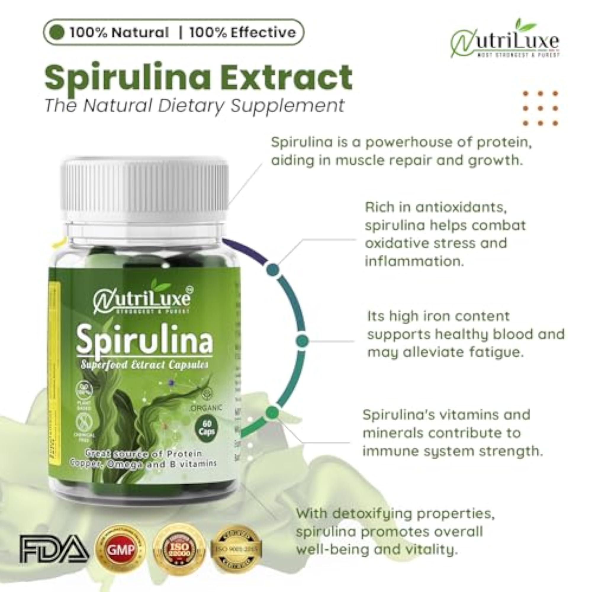 Nutriluxe Organic Spirulina Extract Capsules 60 Caps x 2