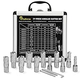 Powhorse Annular Cutter Set 14 Pcs, Cutting Depth 1' Cutting Diameter 7/16' to 1-1/16' Inch, M2AL Weldon Shank...