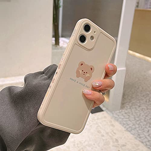 Ownest Compatible For Iphone 11 Case Cute Painted Design Brown Bear With Cheeks For Women Girls Fashion Slim Soft Flexible Tpu Rubber For Iphone 11-Beige #TOP1