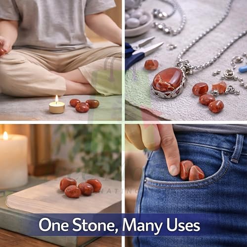 Image of Crystal Red Jesper Tumble Stone (100gm) Pebble Tumbled Gemstone for Reiki Healing Vastu Correction Gravels for Aquarium Home Decor Garden Table