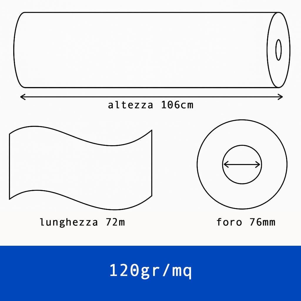 Kanzan Carta Plotter 106cm x 72m 120g/m² Inkjet Alta Qualità