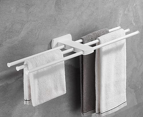 Porte-Serviettes de Toilette, Porte-Serviettes de Bain, Rack de Rangement de Salle de Bain, Pendentif de Rangement de quincaillerie de Salle de Bain, Trois Barres Droites Blanches