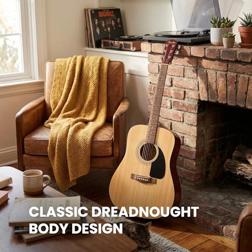 Image of Fender Dreadnought Acoustic Guitar - Natural Bundle with Gig Bag, Tuner, Strings, Strap, and Picks
