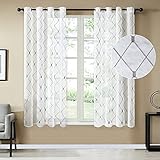 ✈Marokkanisches Gittermuster: Qualitativ hochwertige Verarbeitung und schöne weiße marokkanische Stickereien verleihen Ihrem Fenster einen weichen und natürlichen Aussehen: Diese halbtransparenten Vorhänge Schlaufenschal können allein oder mit Topfinel VerdunkelungsVorhänge Schlaufenschaln kombiniert aufgehängt werden