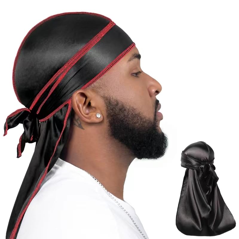 ForceWave 2 Pieces Silky Durag Pack for Men Women Waves, Premium Satin Deluxe Du-rag