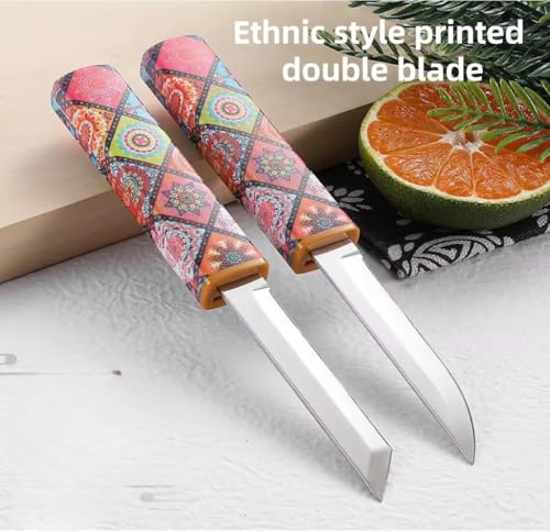 Image of Wizbiz 2-in-1 Dual Blade Kitchen Knife D2 Steel Sharp Blade with Sheath - Ebony Handle Stainless Steel Multipurpose Knife Perfect for Fruit Vegetable Cutting, Gifting