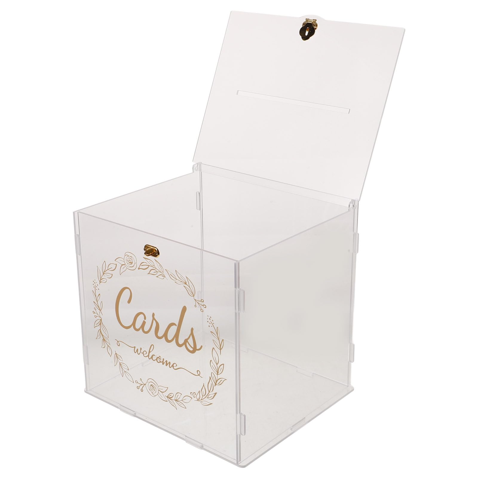 Acrylbox für Hochzeitskarten und Fotos mit Schloss Durchsichtige Kartenbox für Geldgeschenke und Erinnerungen bei Hochzeitsfeiern
