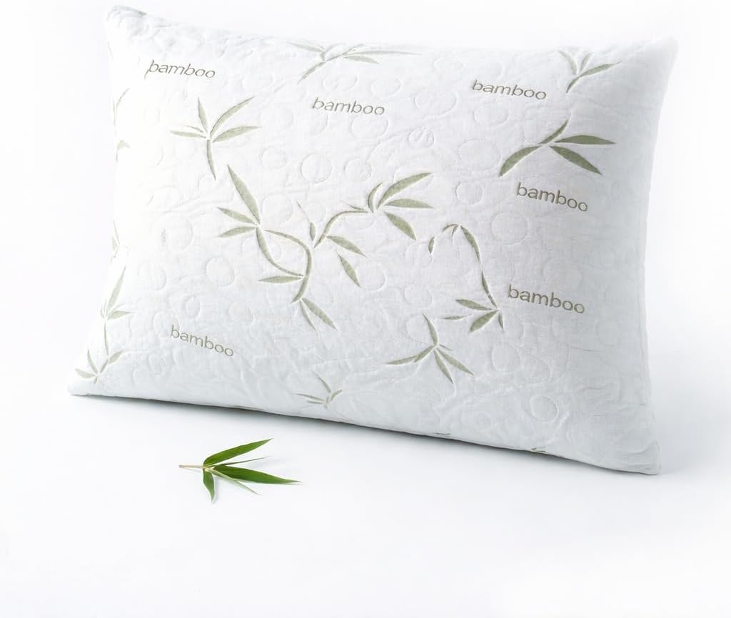 Sacred Thread Rayon Derived from Bamboo Cooling Pillow Filled with 100% Shredded Memory Foam. Adjustable Firmness. Rayon Derived from Bamboo Pillow (White) (1 Pack) (Queen)