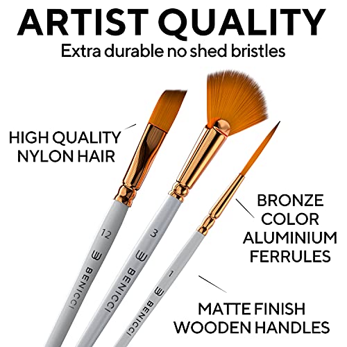 Premium Artist Paint Brush Set Of 16 - W/Bonus Palette Knife, Sponge & Organizing Case - Painting Brushes For Kids, Adults Or Professionals - Perfect For Your Watercolor, Oil Or Acrylic Painting Art #TOP3