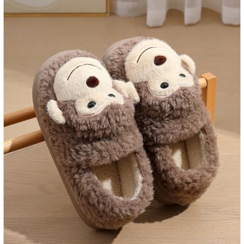 Monkey Slippers For Women And Men，Cute Warm And Non-Slip Slippers For Winter, Plush Slippers For Indoor And Outdoor.2