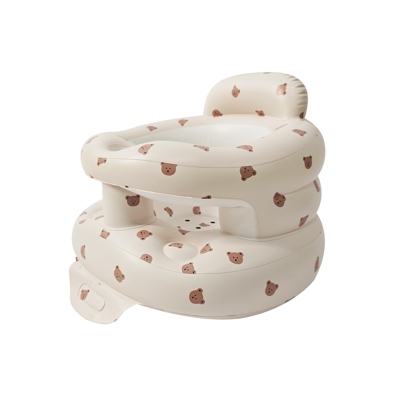 Portable Inflatable Baby Seat with Safety Fence – Sit-Up Chair for Infants & Toddlers | Secure Baby Floor Seat for Sitting Practice | Lightweight Design with Built-in Air Pump(Bear)