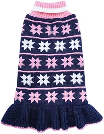 KYEESE Dog Sweaters for Small Dogs Turtleneck Dog Sweater Dress Knit Pullover Warm