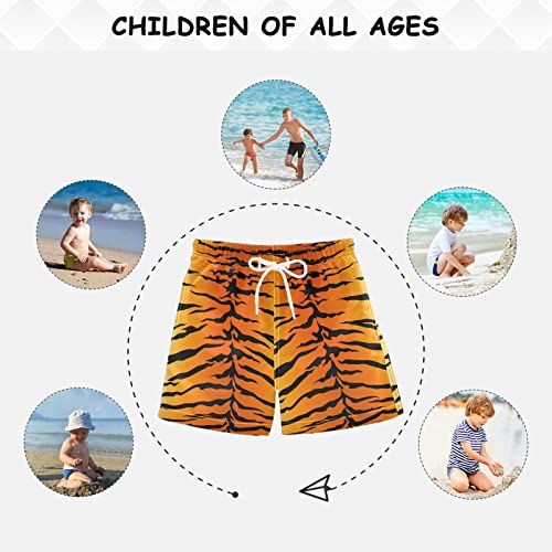 Boys Board Shorts Stripe Animals Tiger Print Boys Swim Trunks Shorts Teen Bathing Suit Swimwear, M4
