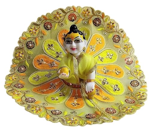 Laddu Gopal Summer Net Dress Size 5 with Embriodery Work (Pack of 3) l Ladoo Gopal Dress l Kanha Ji Poshak Size 0 1 2 3 4 5 6 ©3