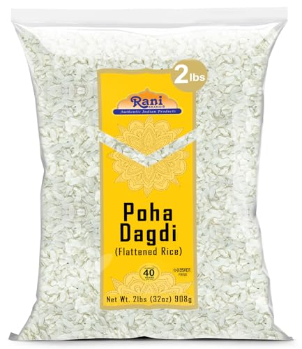 Rani Poha (Powa) Thick Medium-Cut (Flattened Rice) 32oz (2lbs) 908g ~ All Natural, Salt-Free | Vegan | Kosher | No Colors | Gluten Friendly | Indian Origin