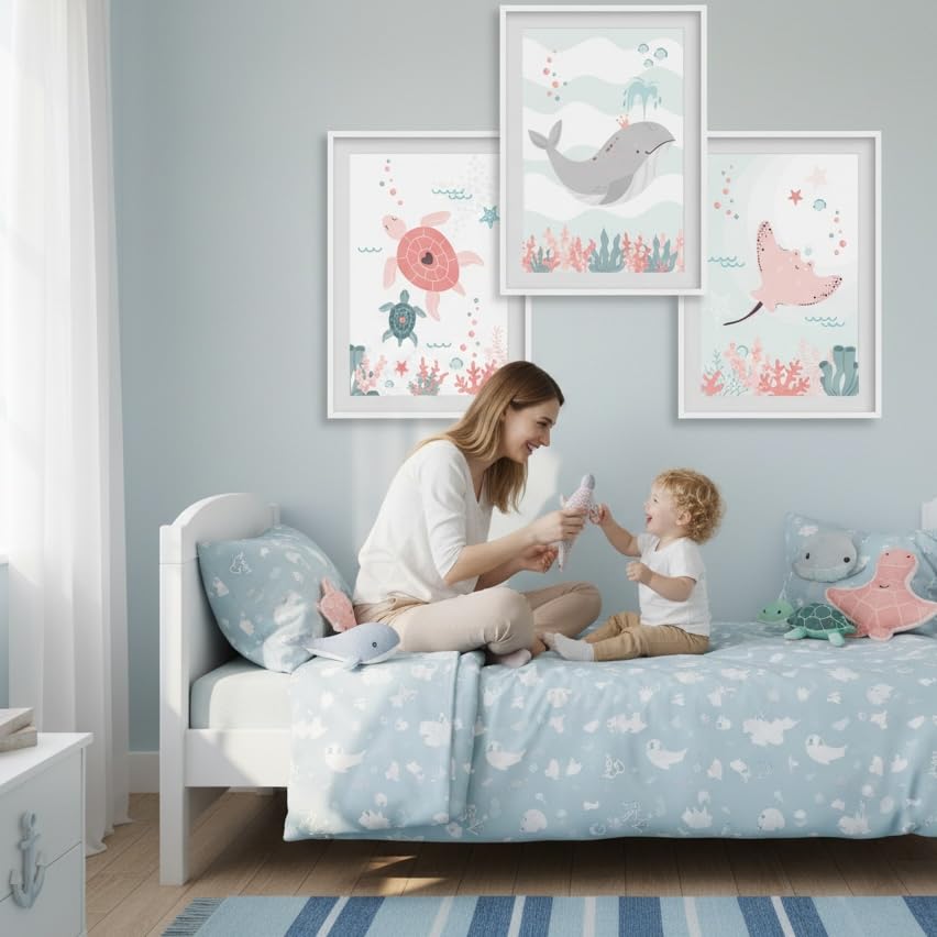 ICEBLUEOR - Poster educativi, 3 pezzi, tabella da parete laminata con numeri e lettere dell'alfabeto, decorazione per la camera dei bambini dai 3 anni in su