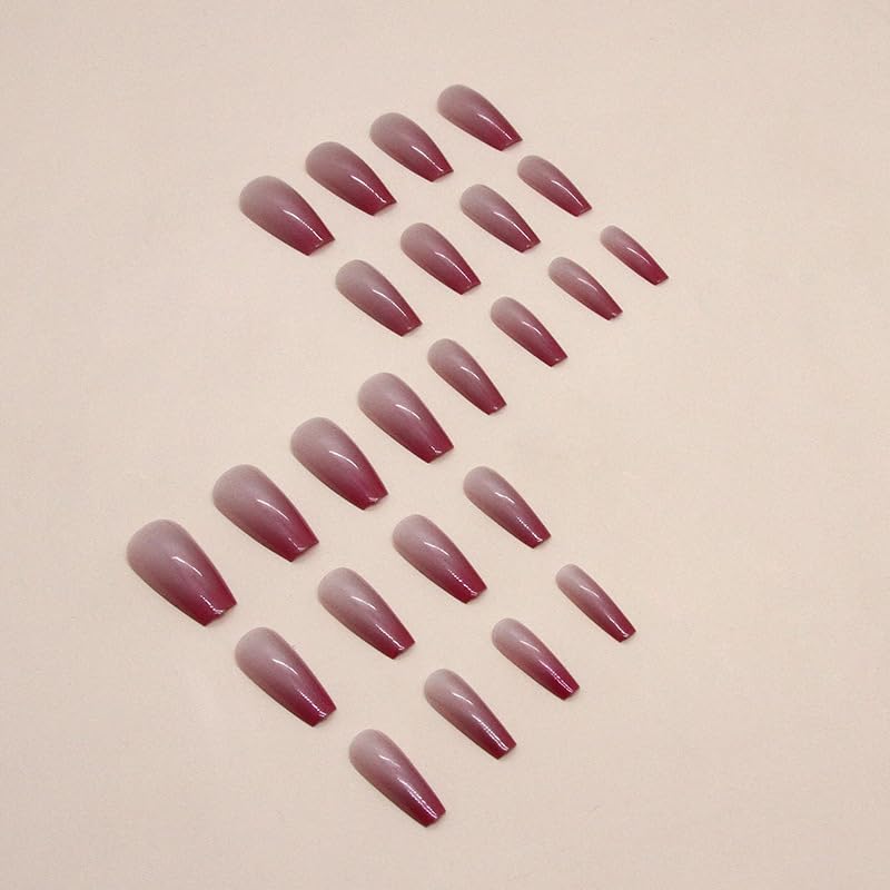 Miniatura 3 de Uñas postizas a presión de color rosa degradado, uñas postizas cuadradas medianas, uñas artificiales brillantes, reutilizables, uñas adhesivas para