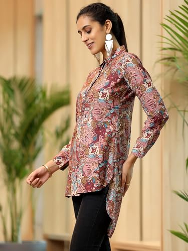 Image of Printed Silk Blend Straight Kurti Suit