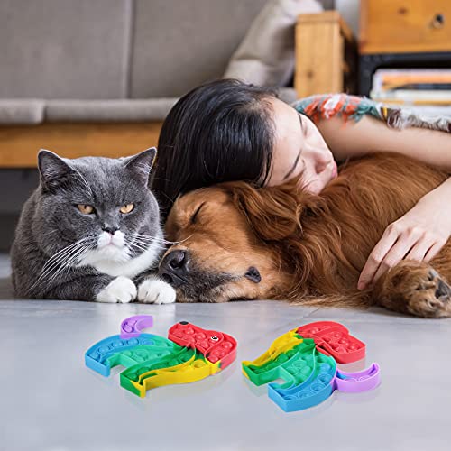 Gluemii Silicone Popper Pop Push Bubble Fidget Sensory Toy Bundle,Stress Reliever Autism Special Need Anti-Anxiety Add Adhd Squeeze Toy For Kids Boys Girls,Cute Rainbow Puppy #TOP3