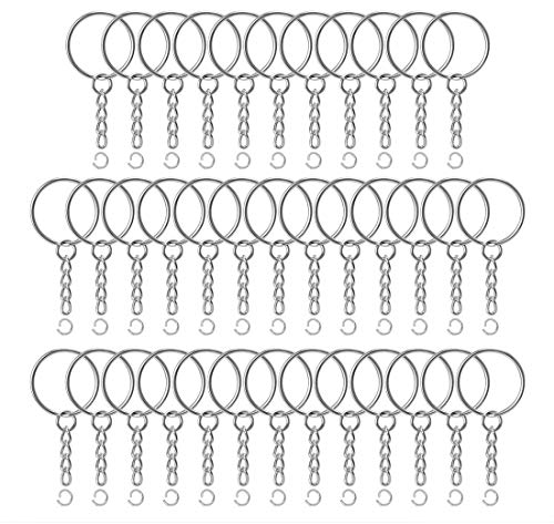 Key Chain Rings, 1 Inch Metal Split Keychain Rings with Open Jump Rings for Jewelry Making Craft, Sliver Thin Keychain Charms Bulk, Pack of 60
