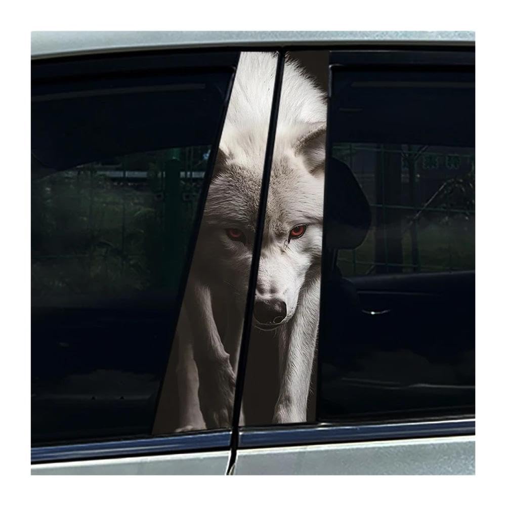 Decorative Items 2PCS Burning Wolf Fire Wolf Car B Pillar Waterproof Stickers DIY(I)