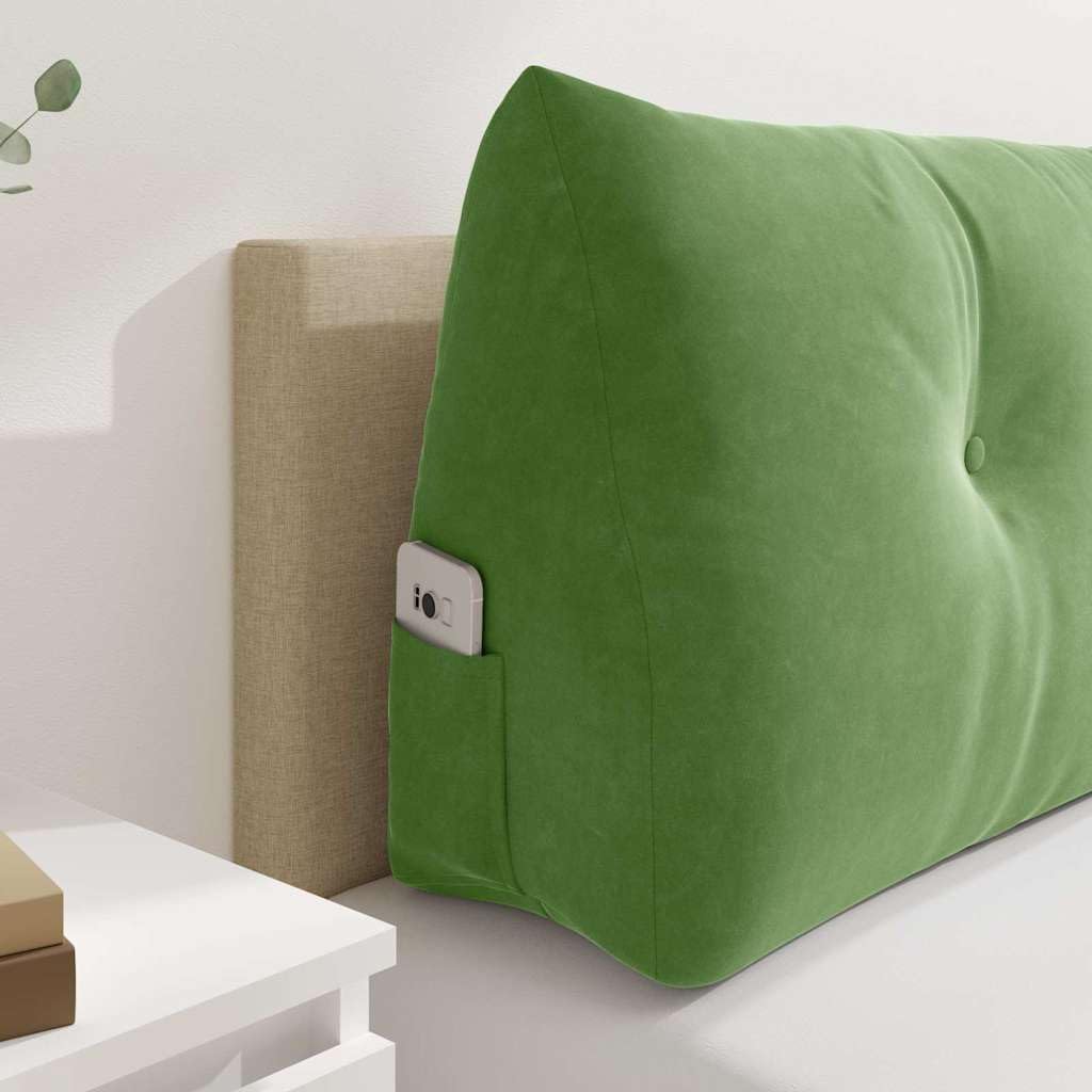 Rückenkissen 100 x 24 x 50 cm, Samt Lesekissen für Sofa und Bett, Hellgrün, Ergonomisches Stützkissen mit Seitentasche und waschbarem Bezug, Dekokissen für Wohnzimmer
