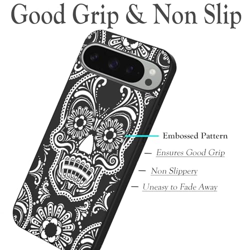 Coque Pixel 9 avec motif crâne relief en TPU souple fin - 3