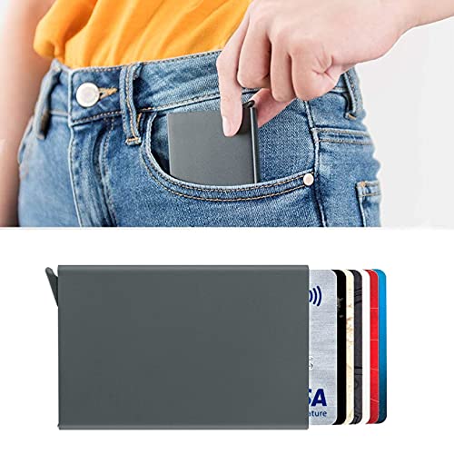 SNDIA Grey Metal RFID Metal RFID Blocking Aluminum Pop Up Smart Credit Debit ATM Card Holder Case Wallet for Men Women (6x0.9x9.5 cm) 7 51O0F7n8URL