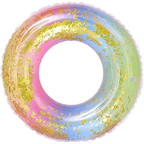 Eidyer Transparent Floating Ring Rainbow Sequins Swim Ring, Durable Inflatable Pool Floats, Swimming Rings for Summer Pool Party for Kids (Kids(2-4 Years)) Cover