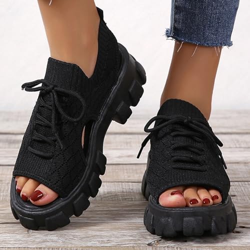 Sandales de sport pour femmes chaussures d'été légères à bout ouvert compensées